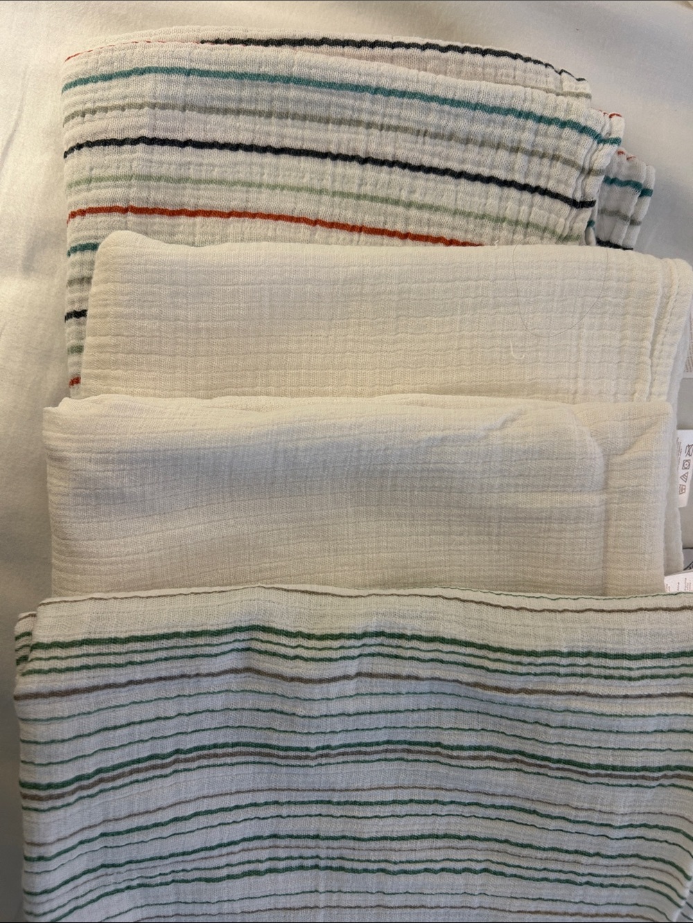aden + anais White and Green Striped Muslin Swaddle Set - Picture 4 of 4